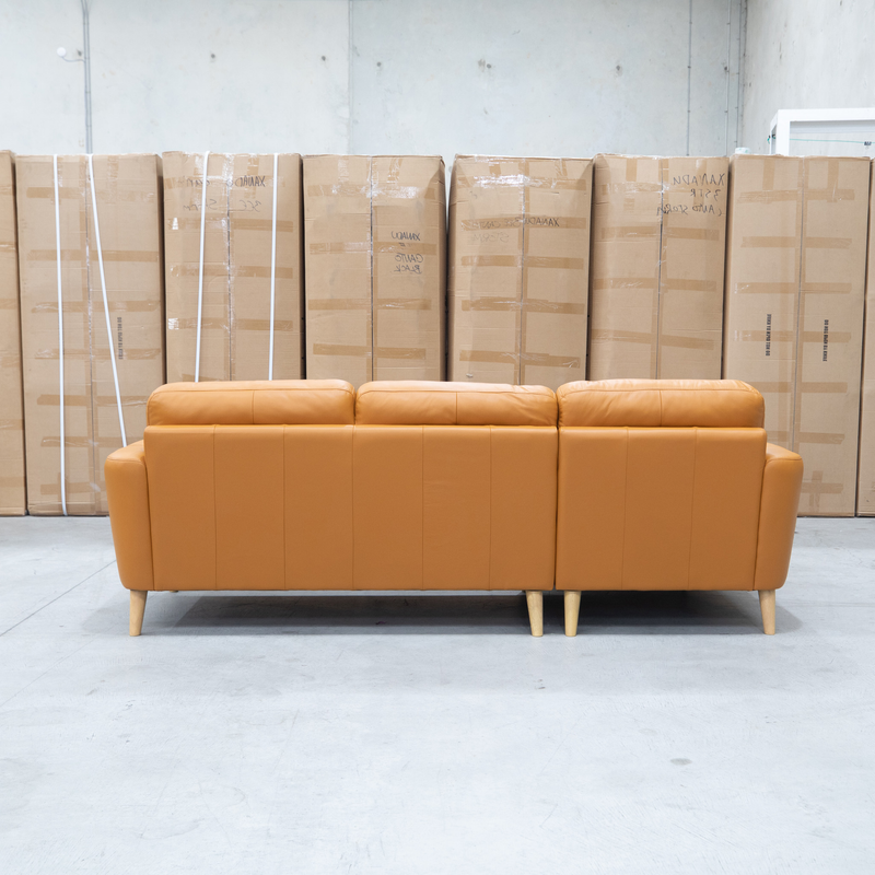 The Nevada Three Seat LHF Leather Chaise Lounge - Orange