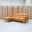 Nevada Three Seat LHF Leather Chaise Lounge - Orange - Warehouse Furniture Clearance