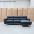 The Nevada Three Seat RHF Leather Chaise Lounge - Black