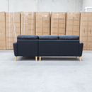 Nevada Three Seat RHF Leather Chaise Lounge - Black