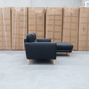 Nevada Three Seat RHF Leather Chaise Lounge - Black