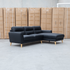 The Nevada Three Seat RHF Leather Chaise Lounge - Black