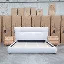 Quinn Queen Upholstered Bed - Natural - Warehouse Furniture Clearance