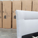 Quinn Queen Upholstered Bed - Natural - Warehouse Furniture Clearance