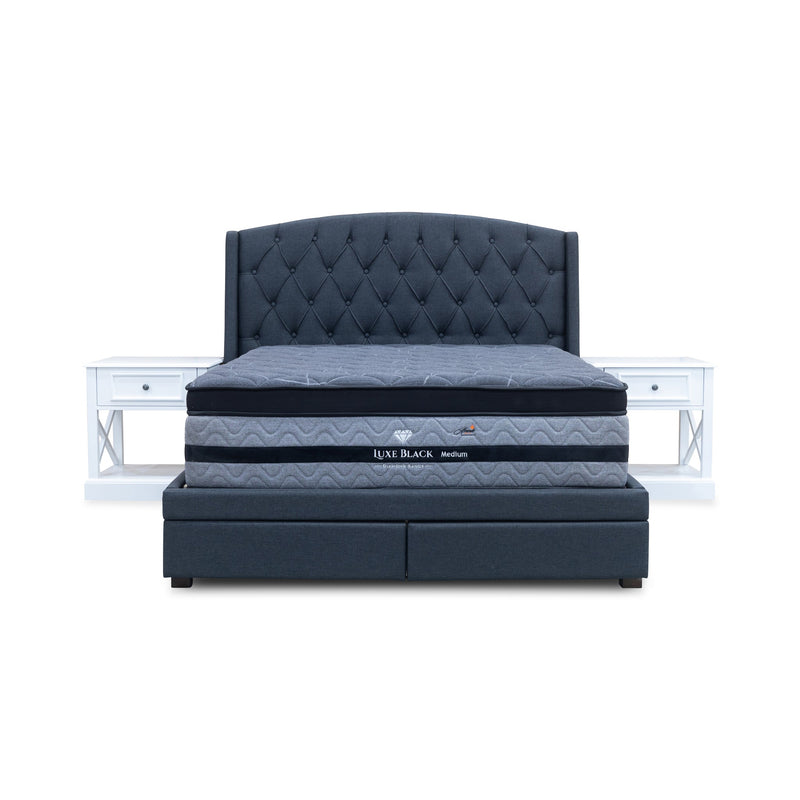 The Emily Double Fabric Storage Bed - Charcoal available to purchase from Warehouse Furniture Clearance at our next sale event.