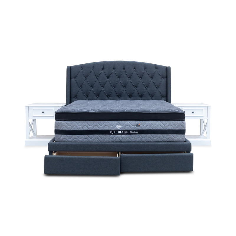 The Emily Double Fabric Storage Bed - Charcoal available to purchase from Warehouse Furniture Clearance at our next sale event.