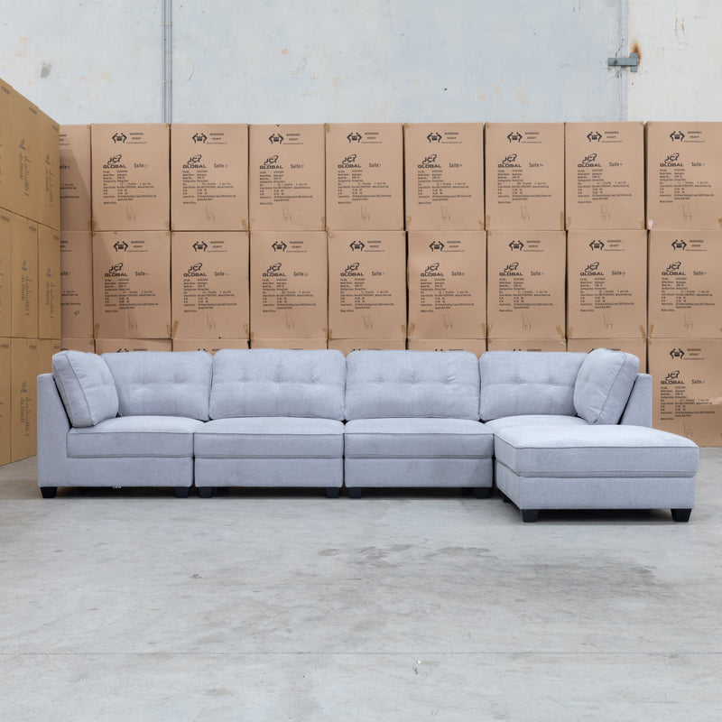 The Malta Modular Corner Lounge with Ottoman - Silver available to purchase from Warehouse Furniture Clearance at our next sale event.