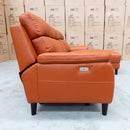 The Garret Three Seater Electric Chaise Recliner Lounge - Tan Leather available to purchase from Warehouse Furniture Clearance at our next sale event.