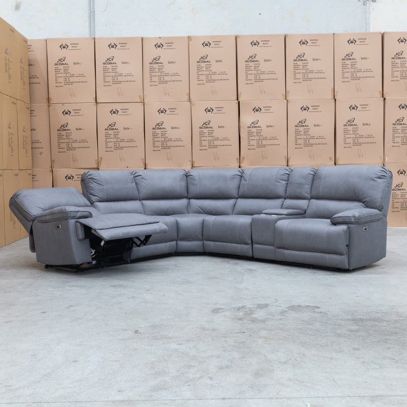 The Capri Modular Corner Lounge with 3 Electric Recliners - Peru Ash available to purchase from Warehouse Furniture Clearance at our next sale event.