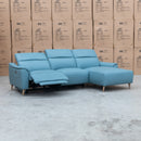 The Darcy RHF Electric Leather Chaise Lounge - Blue available to purchase from Warehouse Furniture Clearance at our next sale event.