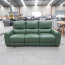 The Booker 3 Seat Electric Recliner Lounge - Green Leather - Floor Stock available to purchase from Warehouse Furniture Clearance at our next sale event.