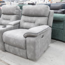 The Santiago 3 Seat Theatre Lounge Suite - Grey Nubuck - Floor Stock available to purchase from Warehouse Furniture Clearance at our next sale event.