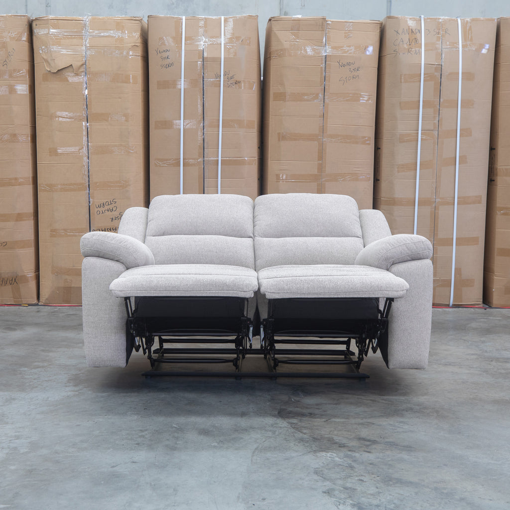 The Hayman Two Seat Recliner Lounge - Bark available to purchase from Warehouse Furniture Clearance at our next sale event.