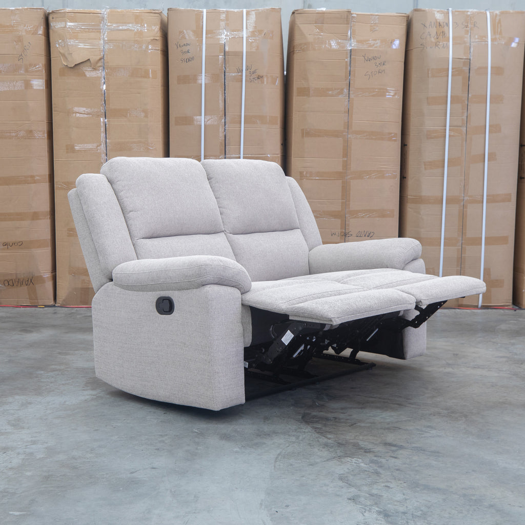 The Hayman Two Seat Recliner Lounge - Bark available to purchase from Warehouse Furniture Clearance at our next sale event.