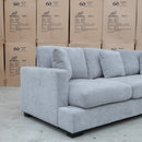 The Oakville Fabric Three Seat Sofa - Smoke available to purchase from Warehouse Furniture Clearance at our next sale event.