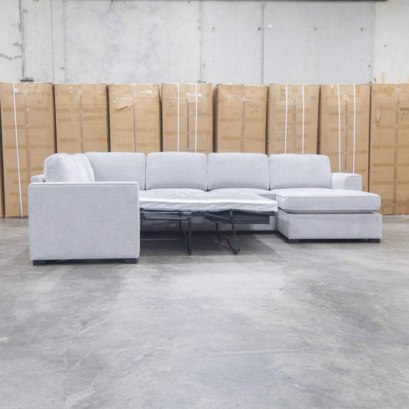 The Ashton Modular Corner Chaise Lounge with Sofa Bed - Pewter