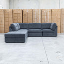 The Easton Modular Corner Lounge with Ottoman - Dark Grey available to purchase from Warehouse Furniture Clearance at our next sale event.