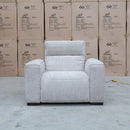 The Marina Bay Feather & Foam Dual Motor Electric Recliner - Oatmeal available to purchase from Warehouse Furniture Clearance at our next sale event.