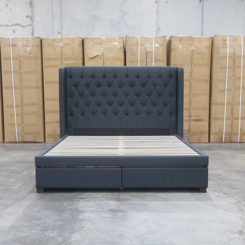 The Amie King Fabric Storage Bed - Charcoal