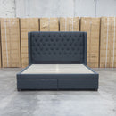 Amie Queen Fabric Storage Bed - Charcoal - Warehouse Furniture Clearance