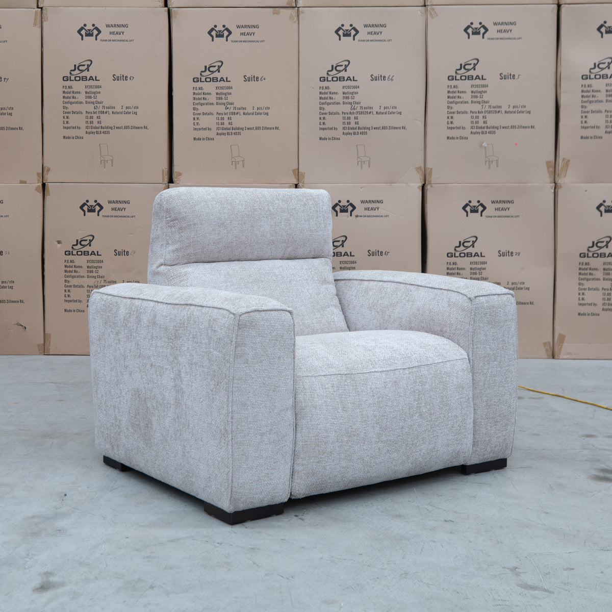 The Marina Bay Feather & Foam Dual Motor Electric Recliner - Oatmeal - PRE ORDER Available After 10th November available to purchase from Warehouse Furniture Clearance at our next sale event.