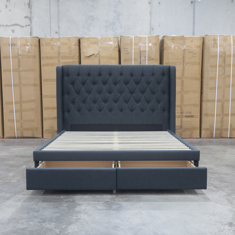 The Amie King Fabric Storage Bed - Charcoal