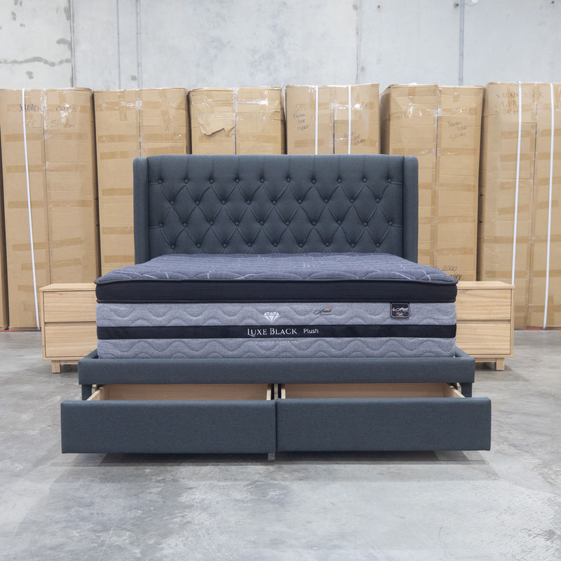 The Amie King Fabric Storage Bed - Charcoal