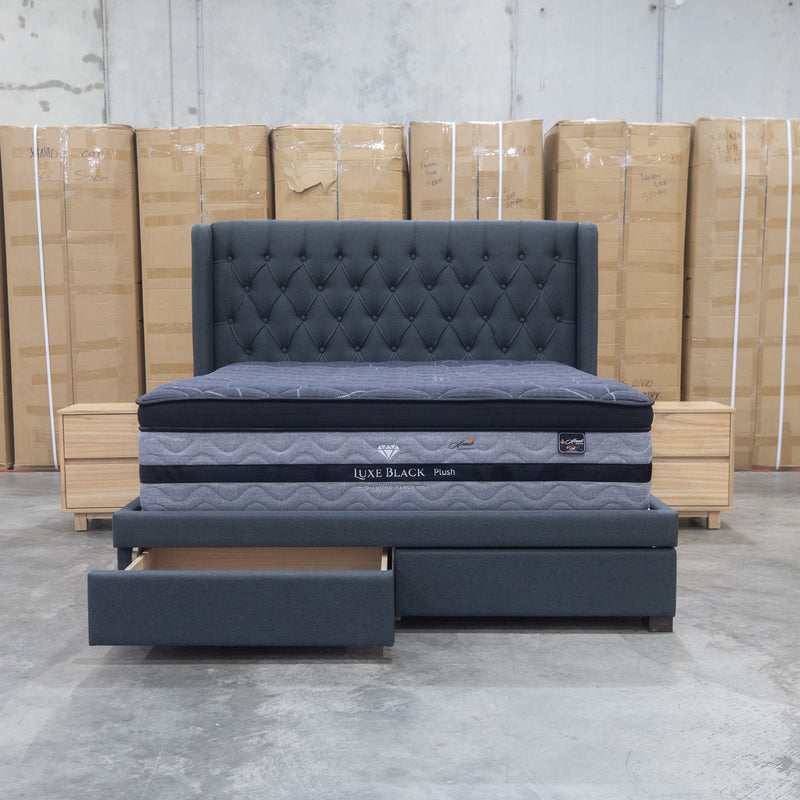 The Amie King Fabric Storage Bed - Charcoal