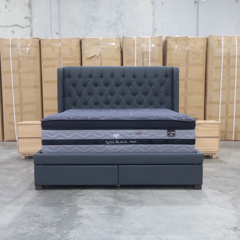 The Amie King Fabric Storage Bed - Charcoal