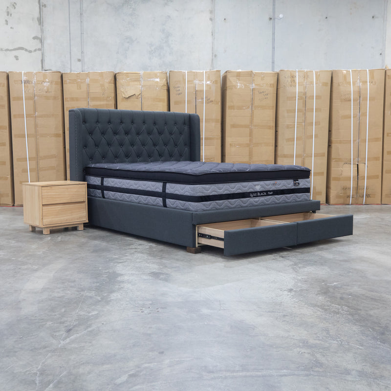 The Amie King Fabric Storage Bed - Charcoal