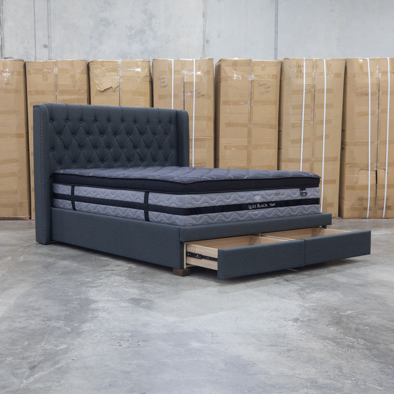 The Amie King Fabric Storage Bed - Charcoal