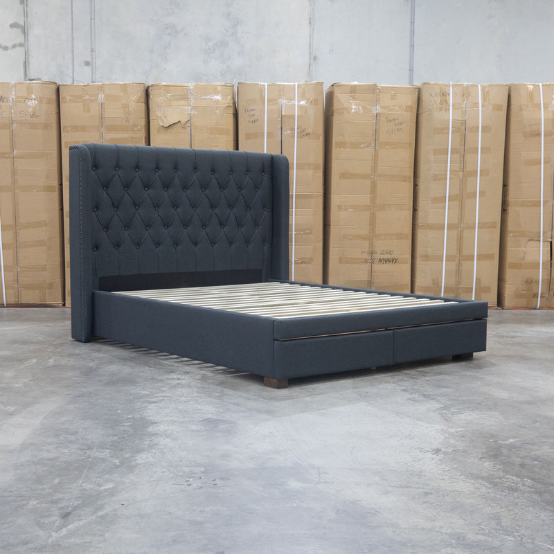 The Amie King Fabric Storage Bed - Charcoal