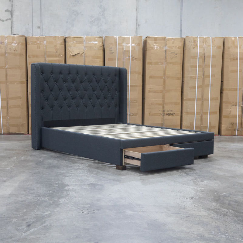 The Amie Queen Fabric Storage Bed - Charcoal