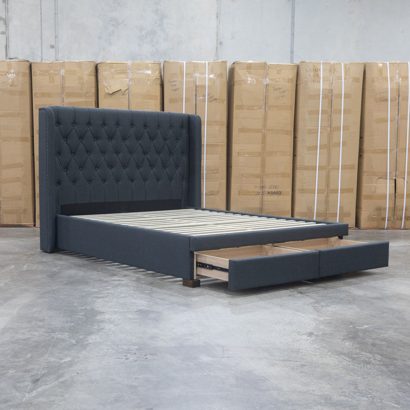 The Amie King Fabric Storage Bed - Charcoal