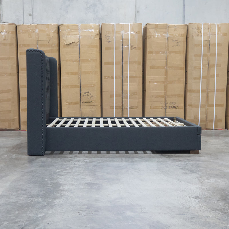 The Amie King Fabric Storage Bed - Charcoal