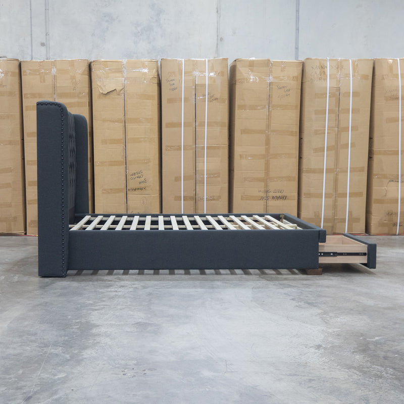 The Amie Queen Fabric Storage Bed - Charcoal