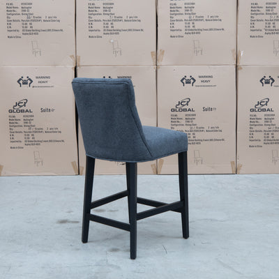 The Semillon Upholstered Black Frame Bar Stool - Charcoal available to purchase from Warehouse Furniture Clearance at our next sale event.