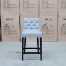 The Semillon Upholstered Black Frame Bar Stool - Silver available to purchase from Warehouse Furniture Clearance at our next sale event.