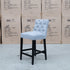 The Semillon Upholstered Black Frame Bar Stool - Silver