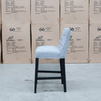 The Semillon Upholstered Black Frame Bar Stool - Silver available to purchase from Warehouse Furniture Clearance at our next sale event.