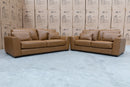 The Brayden Leather 2 Seat Sofa - Tan available to purchase from Warehouse Furniture Clearance at our next sale event.