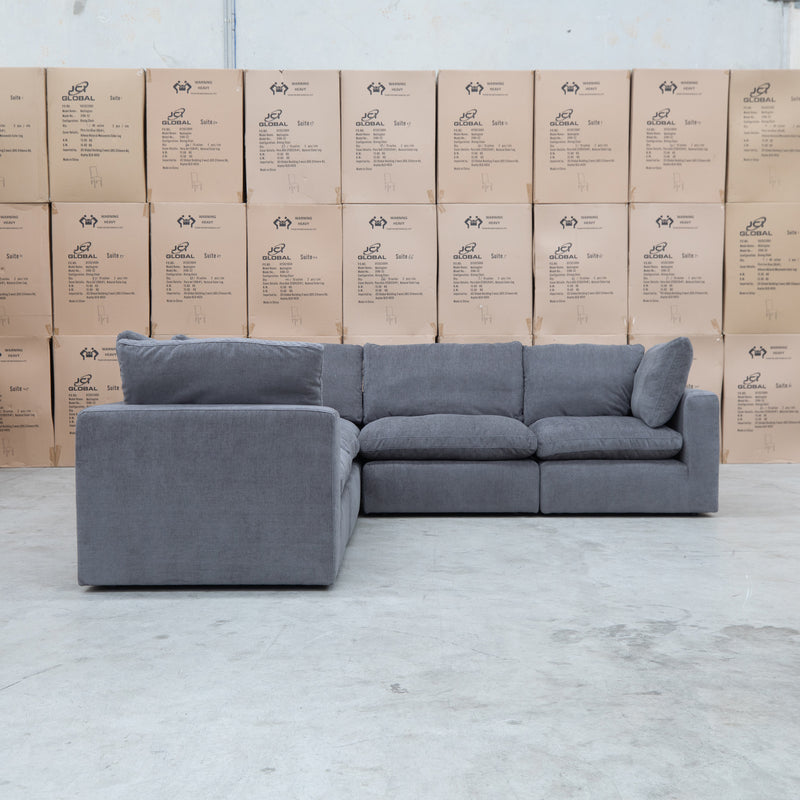 The Lupara Feather 5 Seat Modular Corner Lounge - Charcoal available to purchase from Warehouse Furniture Clearance at our next sale event.