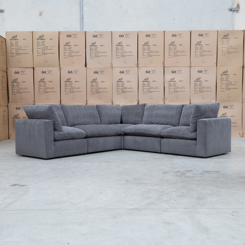 The Lupara Feather 5 Seat Modular Corner Lounge - Charcoal available to purchase from Warehouse Furniture Clearance at our next sale event.