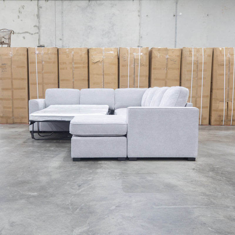 The Ashton Modular Corner Chaise Lounge with Sofa Bed - Pewter