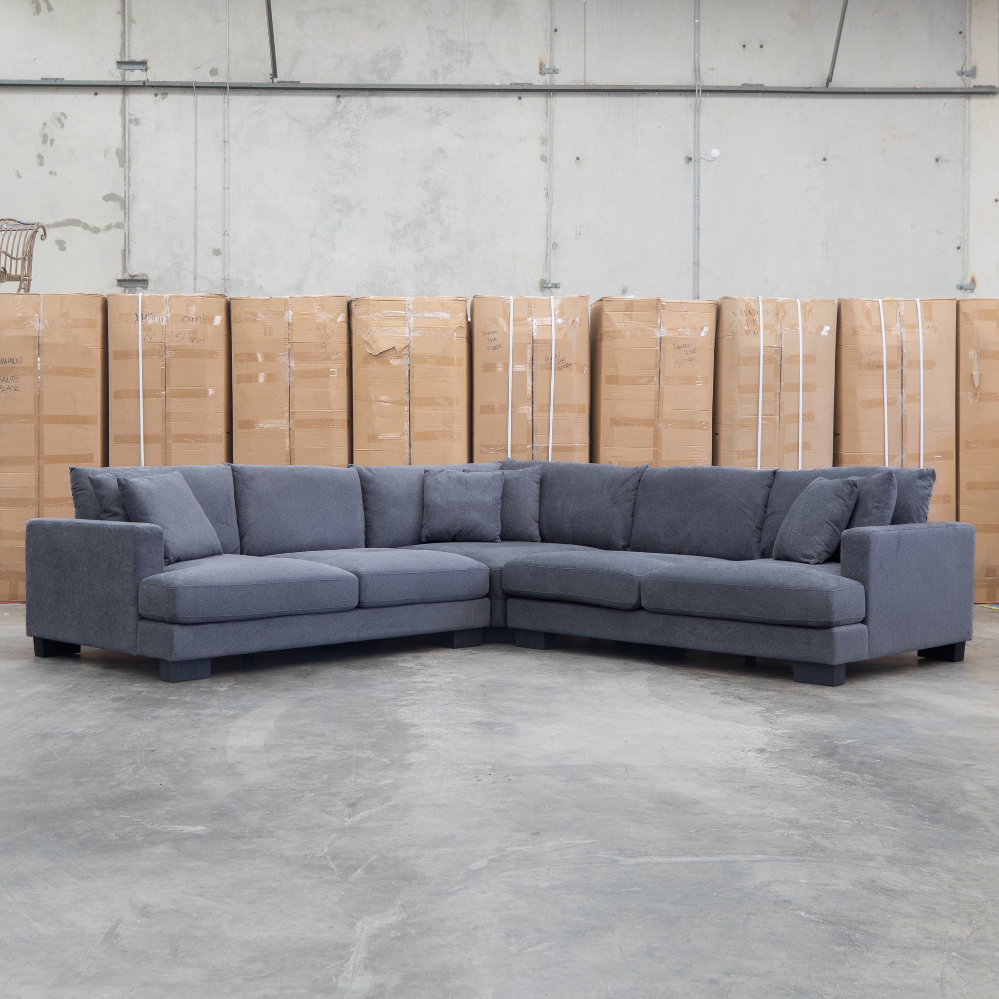 The Adelina Deep Seated Corner Lounge - Obsidian - Available After available to purchase from Warehouse Furniture Clearance at our next sale event.