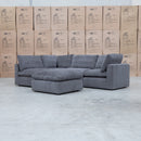 The Lupara Feather 5 Seat Modular Corner Chaise Lounge - Charcoal available to purchase from Warehouse Furniture Clearance at our next sale event.