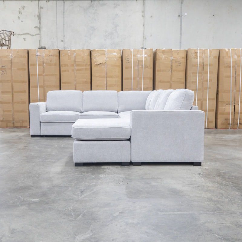 The Ashton Modular Corner Chaise Lounge with Sofa Bed - Pewter