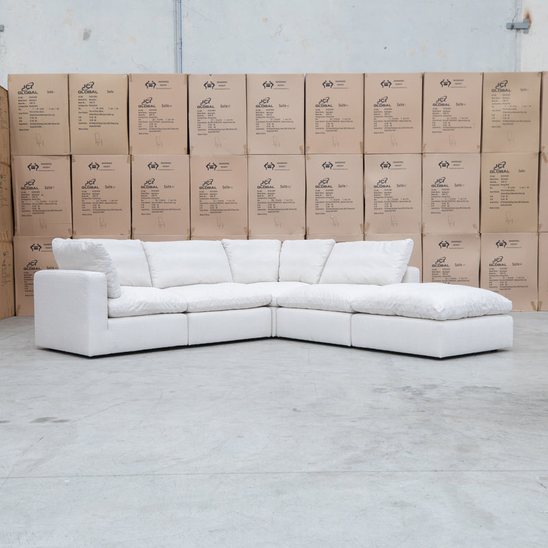 The Lupara Feather 5 Seat Modular Corner Chaise Lounge - Natural available to purchase from Warehouse Furniture Clearance at our next sale event.