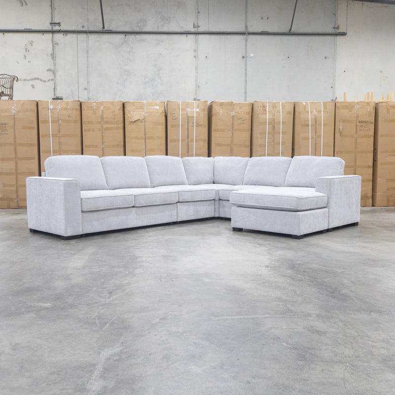 The Ashton Modular Corner Chaise Lounge with Sofa Bed - Pewter