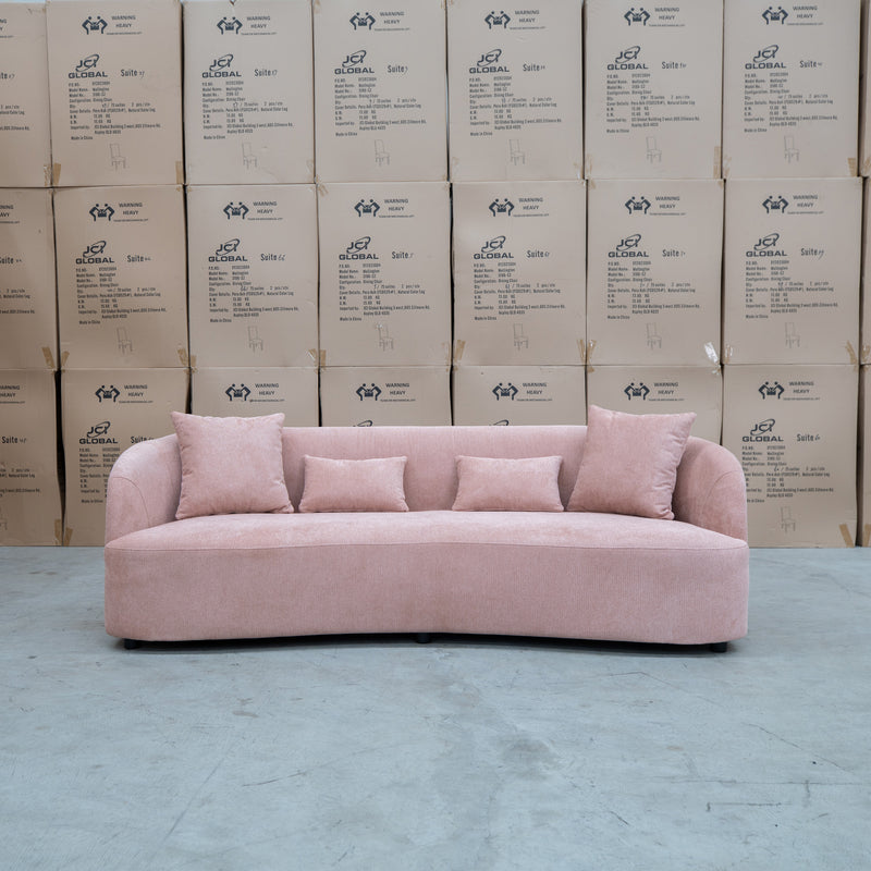 The Santorini Curved Three Seat Sofa - Dust available to purchase from Warehouse Furniture Clearance at our next sale event.